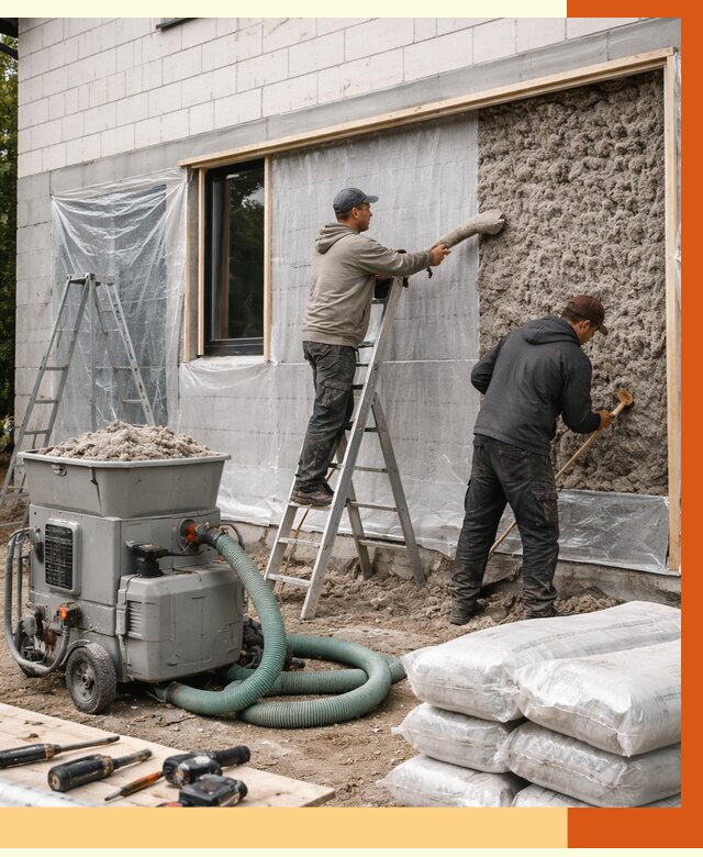 Утепление дома из газобетона эковатой в Мичуринске от 4659 руб./м2 | ТепломастерМчр